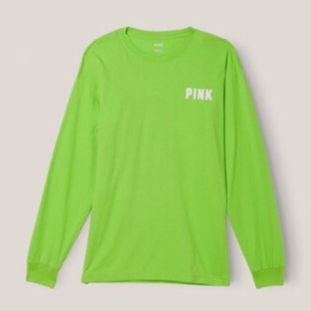 PINK Victoria's Secret Neon Green Long Sleeve Tee